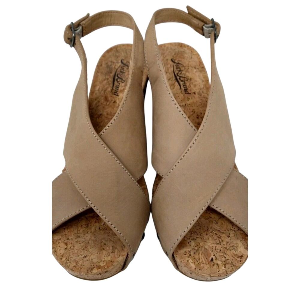 Lucky Brand Minari Tan Genuine Suede Wedge Sandals-S 7.5 - Picture 3 of 7